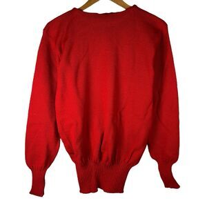 Vintage Holloway Mens Sz 44 L Knit Sweater Wool Pullover Red Letterman USA Made
